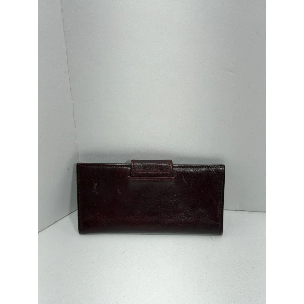Buxton Vintage Burgundy Leather‎ Bifold Clutch Wallet Snap Closure checkbook